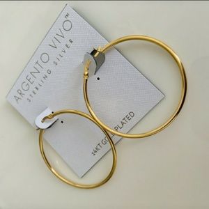 Argento Vivo 14k Gold Plated Silver Hoop Earrings